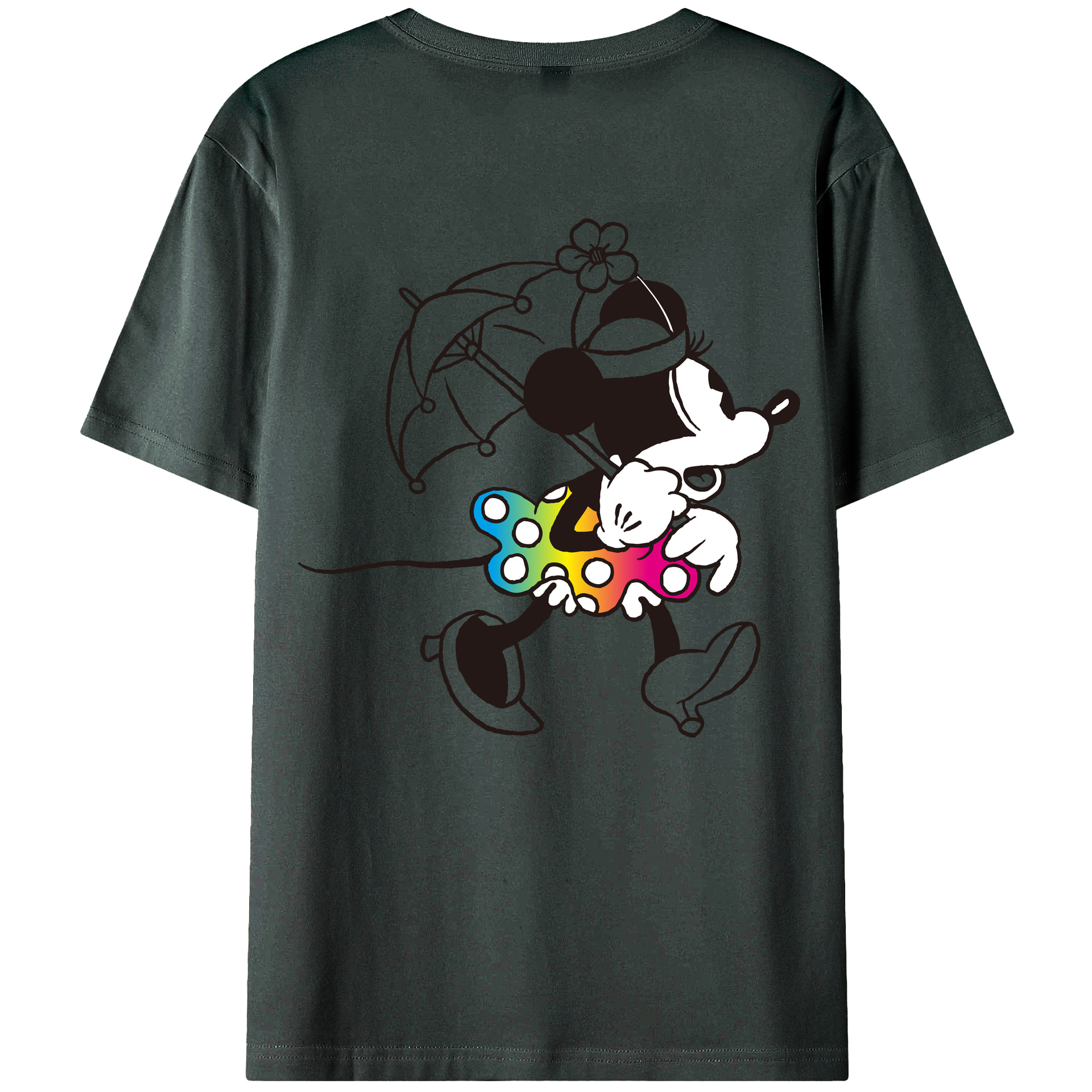 ミッキーマウス Mickey Mouse 綿100％ メンズ半袖Tシャツ（バックプリント） 通気性